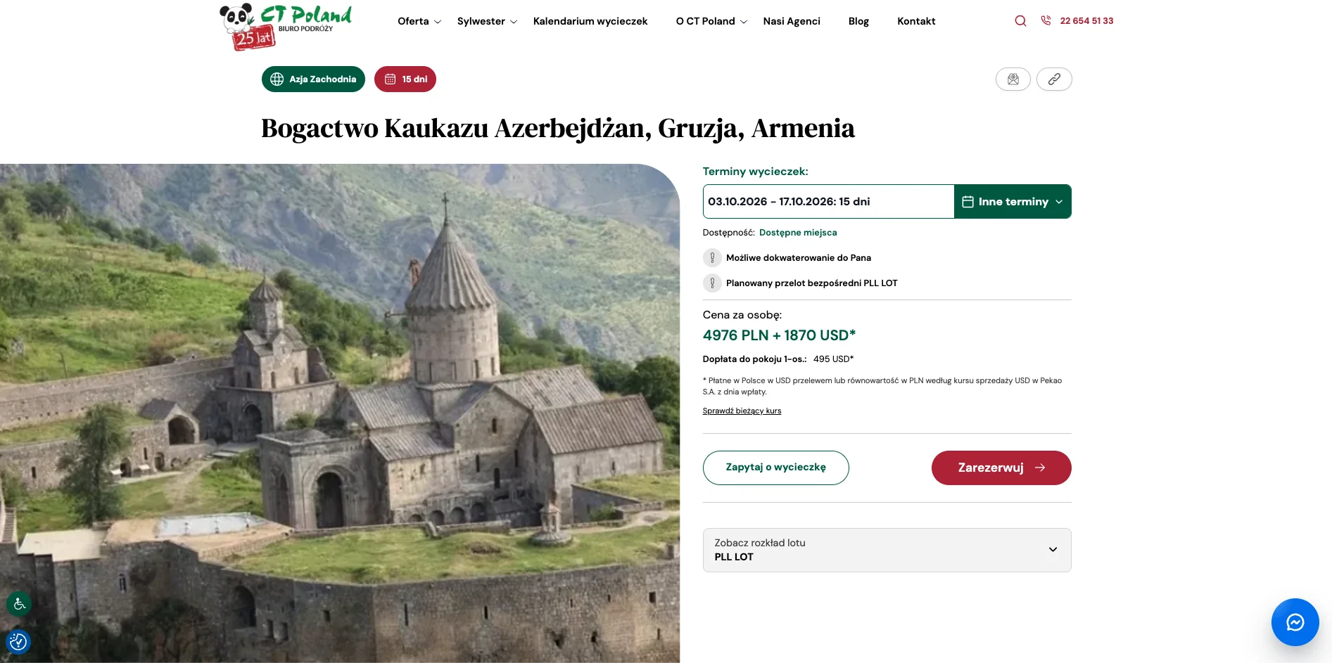 Oferta wycieczki na Kaukaz w serwisie CT Poland