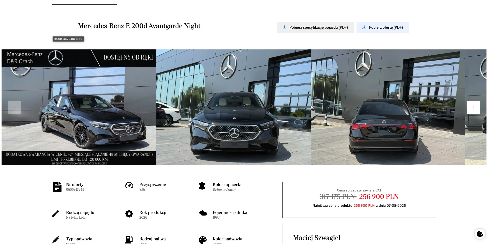 Karta pojazdu Mercedes-Benz w serwisie Czach Auto