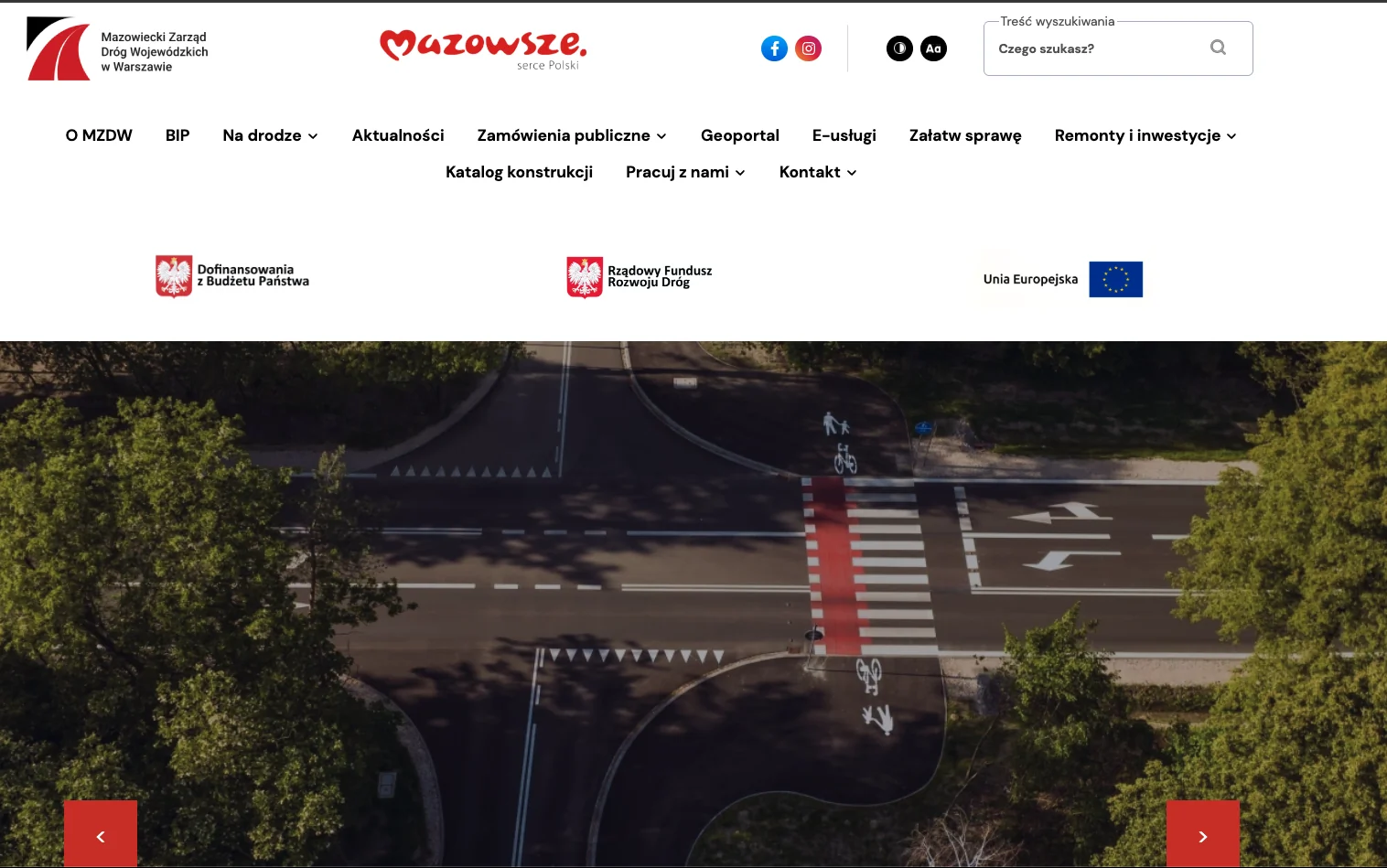 Strona kontaktowa Mazowieckiego Zarządu Dróg Wojewódzkich