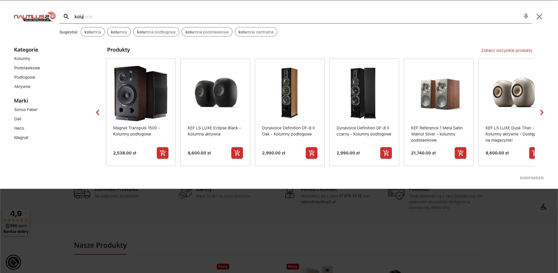 Kategorie sprzętu audio w sklepie Nautilus2