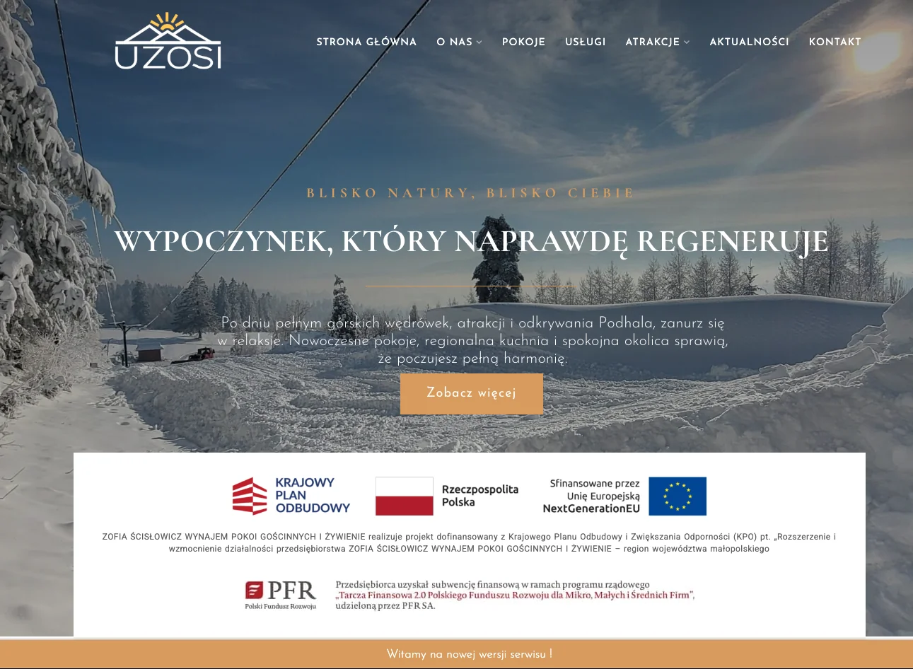 Strona główna kompleksu turystycznego Pyzówka